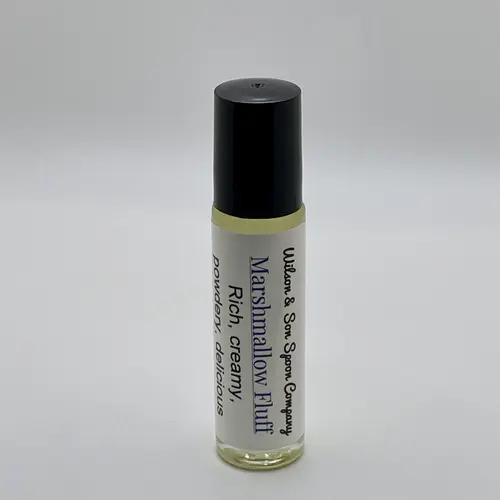Marshmallow Vanilla Perfume Roll-On - 10 ml Vegan Almond Oil Infused, Subtle Sweet Scent for Everyday Wear, 6-Month Shelf Life Glass Bottle (Beauty & Personal Care Bath Body Massage Product)