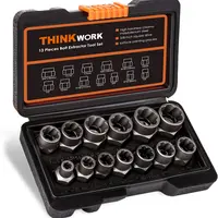 THINKWORK Bolt Extractor Tool Set, 13+1 Counts Impact & Nut Remover Stripped Lug Remover, Drive Rounded Bolt Remover for Removing Damaged, Frozen Universal Impact impact bolt Socket Wrench Set