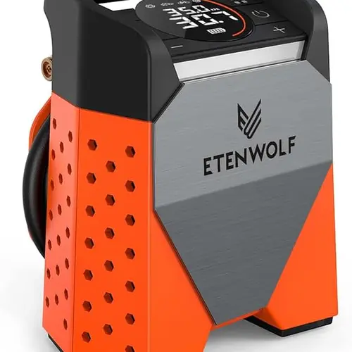 ETENWOLF 160PSI Car Air Pump & Tire Compressor, Portable Cordless Pump with Auto Stop, 7800mAh Battery for Flat Tires, SUVs, Bikes – ZEPHYR S3 (Vivid Orange) Emergency Air Pump