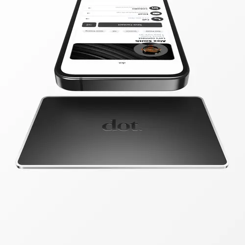 dot. Minimalist Stainless Steel Smart Business Card - Durable Metal Dot Card, Tap-to-Connect Contact Sharing, QR Code Profile Creation, No App Required, No Subscriptions, Compatible with iPhone & Android