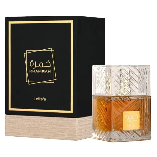 Lattafa Perfumes Khamrah High-End Unisex Eau de Parfum Spray (3.4 fl.oz) - Amber Vanilla, Exotic Fragrances, Arabian Scent, Aromatic Woody Fragrance, Luxury Cosmetic Gift