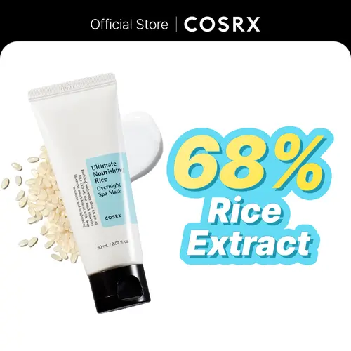 [COSRX Official] Ultimate Nourishing Rice Overnight Spa Mask, 60ml Face Mask for Adults with 68% Rice Extract & Niacinamide, Hydrating Brightening Deep Moisture Glowup Night Routine Treatment, Deep Moisture Mask, Face Masks