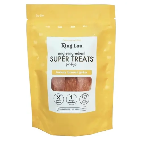 King Lou Turkey Breast Dog Treats - Single Ingredient, 100% USA, Rich in Lean Protein, Human-Grade, Hand-Made, Small Batch, Hypoallergenic, Training Natural Treats Food for Dogs and Cats