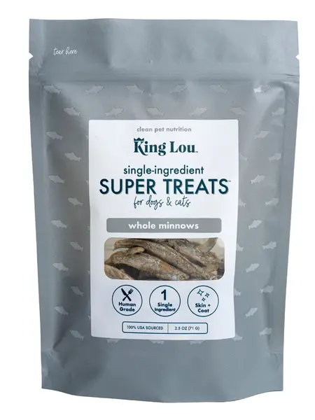King Lou Whole Minnows - Freeze-Dried Raw Snack for Dogs and Cats single ingredient, 100% USA, Human Grade, Treats Pet Products Natural Food Pets Supplies