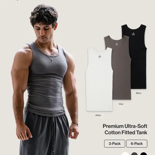 Haus | Premium Ultra-Soft Cotton Fitted Tanks 3 Pack / 6 Pack