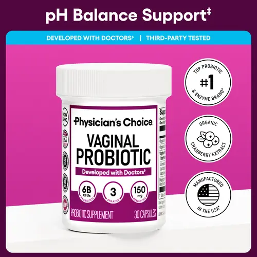 Physician's Choice Vaginal Probiotic - Odor Control, pH Balance & Daily Feminine Health Support with Cranberry and Prebiotics for Women