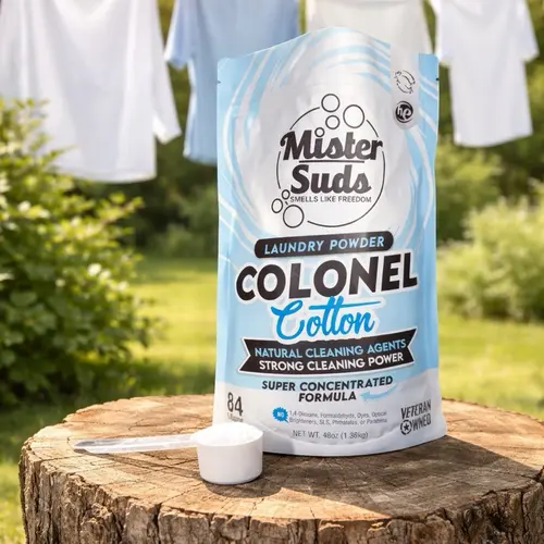 Mister Suds Laundry Detergent Powder - 3LB Super Concentrated Formula - 84 Loads - 100% Natural Cleaning Agents - Gentle & Hypoallergenic - Veteran Owned Business