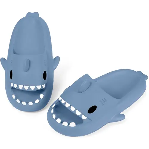 Kids Shark Slides Boys Girls Toddlers Cloud Shower Slippers Cute Cartoon Open Toe Sandals Cushioned Thick Sole Beach Pool Shoes, Cute Soft Slippers, Slip On,sohochic