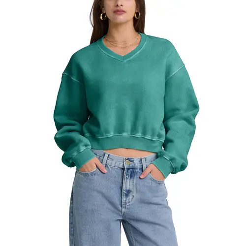 Hatant V-Neck Hoodies Ultimate Comfort Womenswear Causal  Hoodies with Acid Wash V-Neck Pullover Shirt Y2K Inspired Athletic Design Long Sleeve Tops in Soft Fabric for Gifts Spring Statements