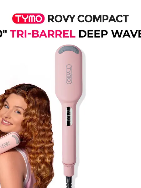 TYMO ROVY COMPACT - 1-Inch Deep Wave Hair Crimper and Curling Wand, Negative-Ionic Ceramic Styling Tool for Smooth Hollywood and Mermaid Waves, Dual Voltage, Lightweight, Anti-Frizz, Travel Friendly,dorm essentials toolupgrade
