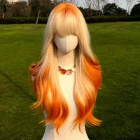 SMILCO 28" Orange Blonde gradient Synthetic Wig, Glueless, Natural-Lookihine Cap Adjustable Straps & Breathable Cap, Vibrant Color & Soft Texture SM2173 SM599 Rose Quartz Wig