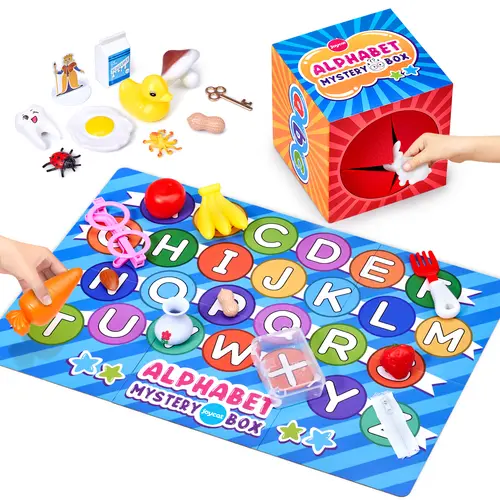 JoyCat Alphabet-Themed Montessori Sensory Play Set - Kids Toys with Manual Letter Sorting-Matching Games, Memory Boost, Fine Motor Skills Development for Toddlers, Preschool Educational Language Tool Kit with Learning Materials
