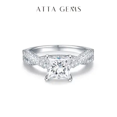 ATTAGEMS Synthetic Moissanite Princess Cut 2.0CT D Color VVS1 Prong Solitaire Engagement Ring - Luxury, Romantic, Glamorous Artificial Gemstone Ring for Women, Wedding/Anniversary Gift R074, summerwins tiktokshopbacktoschool, Luxury Artificial Gemstone Ri