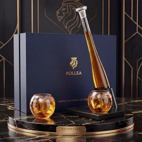 Sports Fan Gifts,Kollea 20 Oz Baseball Decanter with 2 Glasses,Creative Glass Liquor Bottle,Lead Free Glass,Classy Drink Utensils for Tequila&Bourbon,Birthday&AnniversaryGifts for Him,Brother,Coach,Boyfriend,Home Decor,Whiskey Decanter Set,soho chic