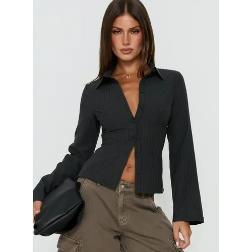 Anni Pinstripe Shirt Black