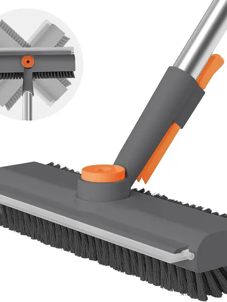 AIR U Floor Scrub Brush with Multi-Purpose Long Handle 3 in 1 360°Rotating Scrape and Heavy-Duty Stiff Bristle Scrubber Brush for Bathtub Cleaning Shower Bathroom Patio Garage Kitchen Deck Cleaning Supplies Home Essential Items Halloween Cleanup Gift,soho
