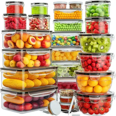 AISOON 40 PCS Airtight Food Storage Container Set - Anti-Leak, BPA-Free, Durable PP Food-Safe Plastic Meal Prep Containers with Lids, Stackable Kitchen Supplies Organizer for Busy Homes