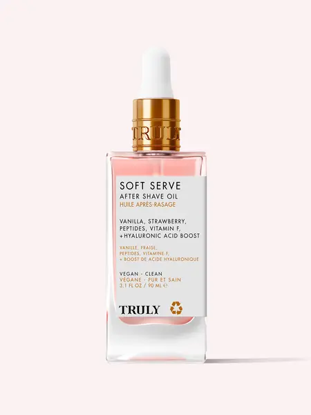 Soft Serve After Shave Oil – Soothes Razor Burn and Redness with Peptides & Hyaluronic Acid – Increases Collagen Production – Prevents Ingrowns and Brightens Uneven Skin Tone for Smoother Legs, Underarms & Pubic Area – Strawberry Vanilla Scent