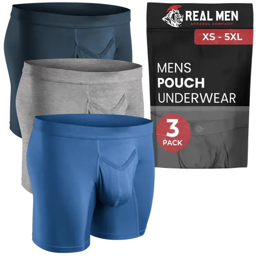 Men's Modal V-Fly Boxer Briefs Set - 7-in Inseam, Pouch Design, 2X Softer Than Cotton-Spandex, Sportswear, Mensfashion, Athletic Fit, Full & Bulge Support, Breathable Lightweight, Plain (Blue Heather, Grey, Gunmetal, Beige)