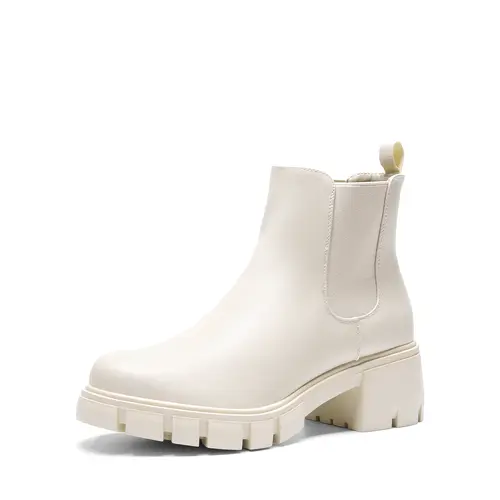 Dream Pairs Women's Chunky Chelsea Ankle Boots - Slip-On Platform Lug-Sole, Soft PU Upper, Low Heel (1-3 cm), TPR Outsole, Elegant Elongating Effect, Casual Footwear for Confident Walking, Chunky Shoes, Women's Shoes,sohochic
