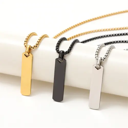 Men's Titanium Steel Minimalist Hip-Hop Pendant Necklace, Men's Jewelry with Black, Gray & Various Color Options