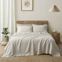 ATLINIA 100% Linen Sheet Set French Flax Farmhouse Style Bedding Including 1 × Flat Sheet & 1 × Fitted Sheet & 2 Pillowcases, Bed Sheets, Pure Linen