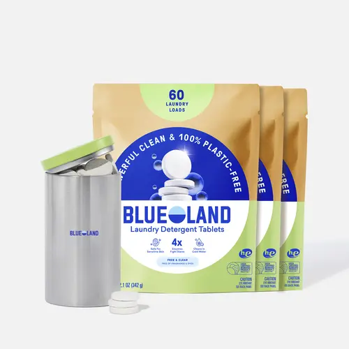 Blueland Laundry Tablets 1 Year Supply, Mineral & Plant-Based Eco-Friendly Plastic-Free Detergent Pacs + Storage Tin, No Bleach or Dyes