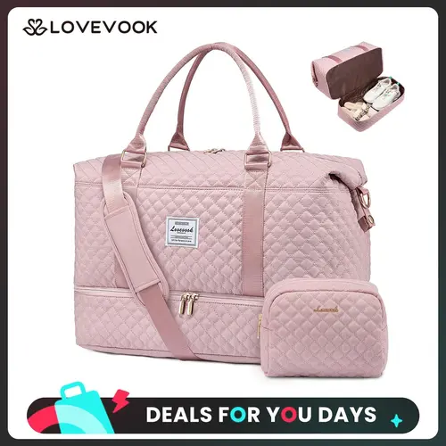 LOVEVOOK Weekender Bag Travel Duffel Bag with Shoe Compartment and Toiletry Bag for Women, Carry on Overnight Bag.Christmas Gift Ideas, TikTokShopBackToSchool