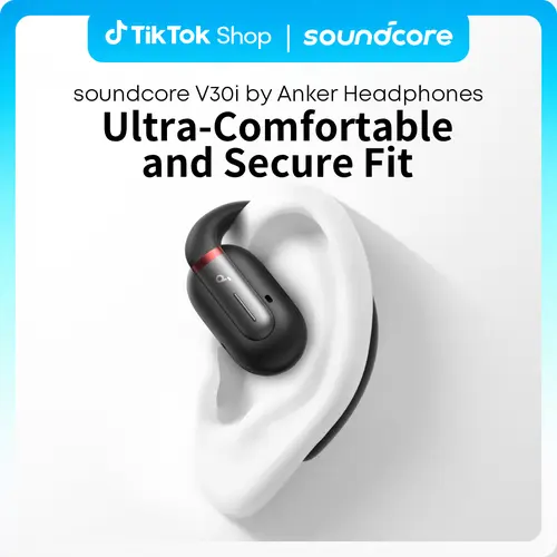 soundcore by Anker V30i, Open-Ear Headphones, Ultra-Comfort, Lightweight Design, Snug Fit, Ergonomic Ear Hooks, Robust Bass, 36H Playtime, Bluetooth 5.3, App Control, Clear Calls, Wireless Earbuds #tiktokshopsummersale