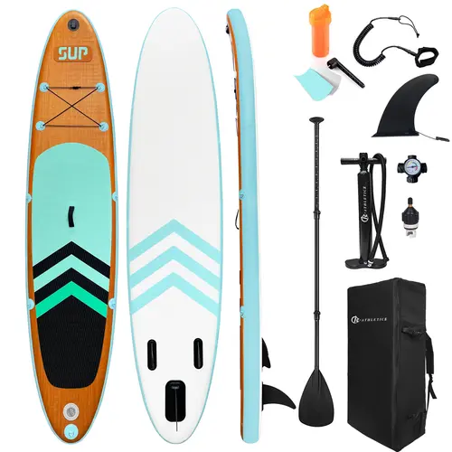 【SummerVibes】JC-ATHLETICS Multi-Purpose Inflatable Paddle Board - 6in Thick PVC Shell ISUP Package with EVA Non-Slip Deck, Hand Pump, Adjustable Paddle, Fins, Backpack, Ankle Leash & Premium Accessories for Sport, Flat Water, Increased Stability