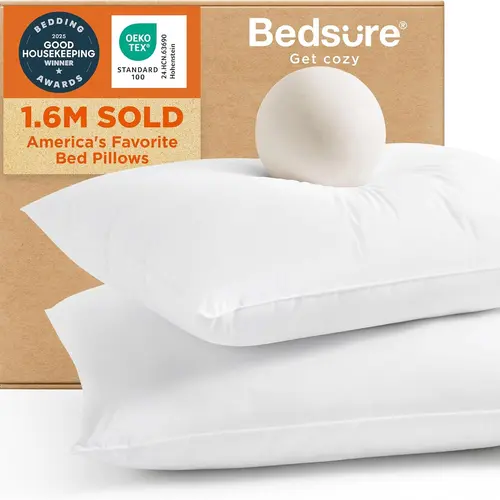 【FallPickDeals】Bedsure Down Alternative Pillows Set of 2 - Dual Firmness Pick, Shakable Plush Fill, Hotel Quality, Soft & Supportive for Side/Back Sleepers, Neck Support, Breathable, Tumble Dry Low,sohochic