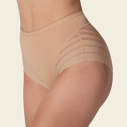 Leonisa Stripe Undetectable Lace Classic Shaper Panty High Waisted Invisible Tummy Control Shapewear for Women - Undetectable Lace Ladies Underwear Panties Flat Leg