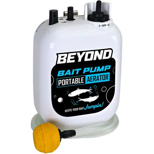 Beyond Bait Pump - Portable Live Bait Aerator with Bubble Output, Water-Resistant Seal Guards the Motor, Stainless Steel Bucket Clip Mount, XL Stone Coverage for Fishing Equipment, Portable Water Pump