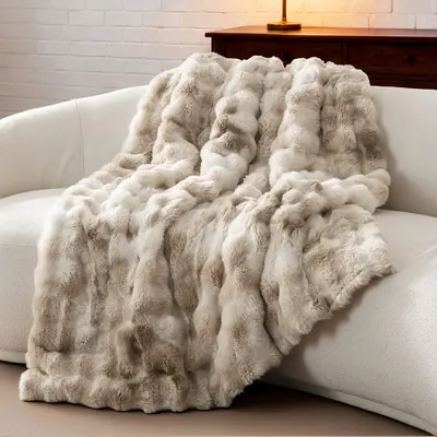 【FallPickDeals】Bedsure Weighted Faux Rabbit Fur Fluffy Fabric Blanket - Soft, Thick Fleece Sherpa Blanket for Christmas, Stress Relief, Feel Cosy, Women's Gift for Anxiety,sohochic