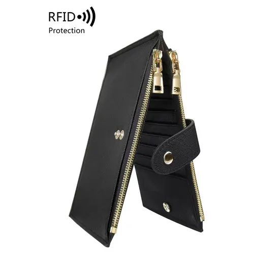 Women's Elegant Long Wallet, Durable Fashion Wallet, Casual Versatile Zipper Rfid Blocking PU Bifold Wallet, Multi Card Slot Wallet for Daily Use, Zipper Wallet Design, Rfid Wallets, Ladies Wallet