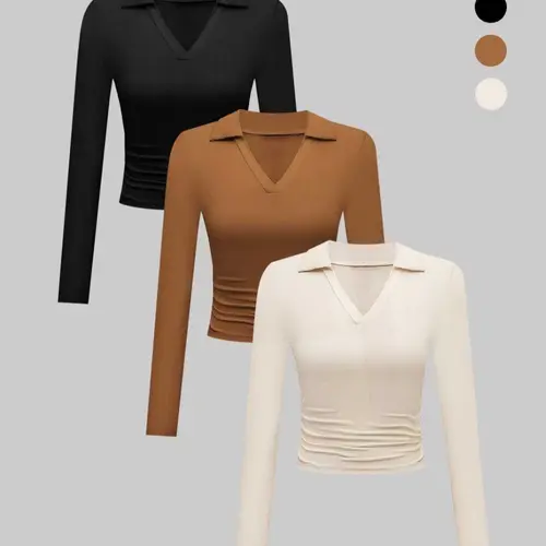 Women's Three-Piece Set Spring & Fall Knitwear Fitted Knit Knit Fabric Long Sleeve V-Neck Top Womenswear, Basic Fashion Knit Clothing Slim-Fitting Casual for Everyday Daily Commute
