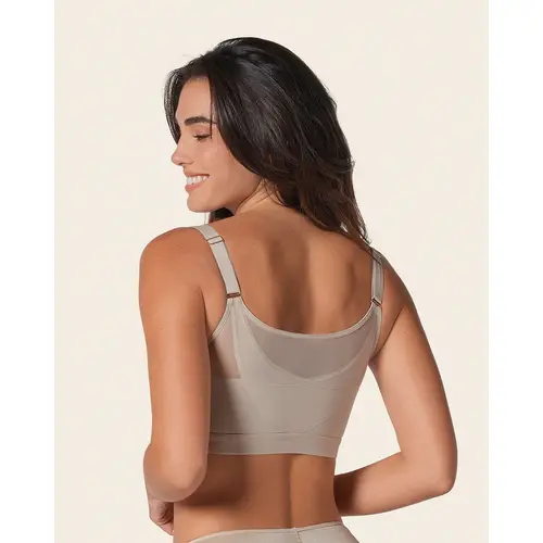 Leonisa Multi-Benefit – Lightly Lined Wireless Posture Corrector Bra, Wireless Front Closure Posture Bra with Contour Cups and Back Support