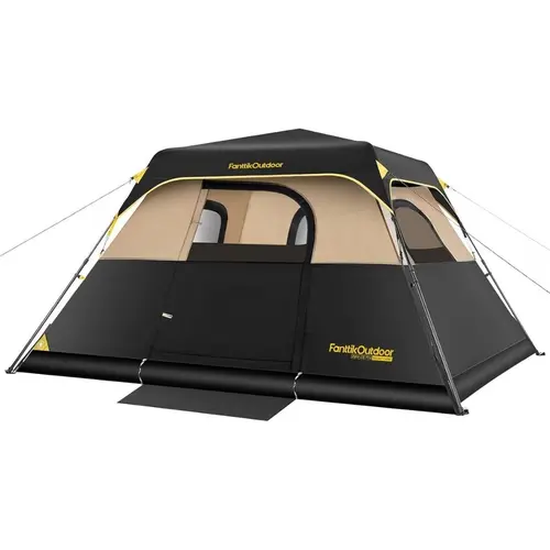 Fanttikoutdoor Zeta Instant Cabin Tent - 6-Person, 60-Second Setup, Waterproof Fabric, Windproof, Rainfly, Carry Bag, Roomy Space, Queen Mattress Fit, Outdoor Active Tents for Family Camping & Hiking,toolupgrade