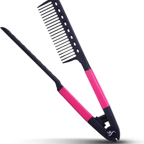 Herstyler Straightening Comb For Hair - Flat Iron Comb For Great Tresses With A Firm Grip (Pink) Smooth Handy Comfortable Comb