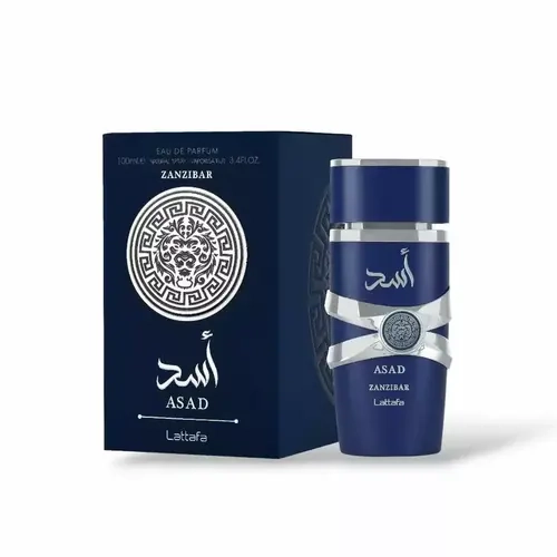 Lattafa Asad Zanzibar Men's EDP Fragrance, 3.4 oz (100ml) Single Item with Vanilla, Iris, Powdery Notes