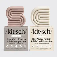 Kitsch Rice Water Protein Solid Shampoo & Conditioner Bar Set – Solid Hair Care Bars for Strength, Nourishment – Sulfate & Paraben-Free, Made in USA – 2pcs