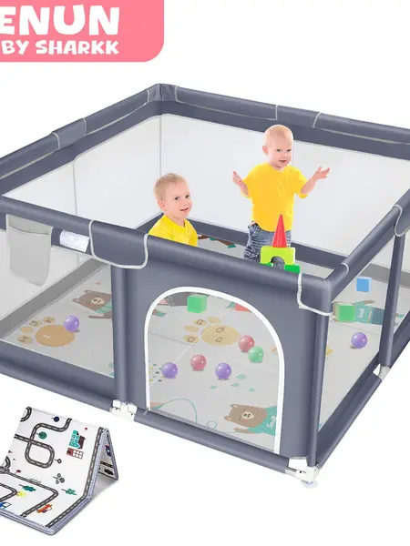 Baby Playpen with Anti-Slip Mat for Indoor&Outdoor Playard Kids Activity Center with Gate, Portable Fence Area for Babies and Toddlers playpen