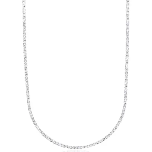 GLD Micro Tennis Necklace | 14k White Gold - Gold Plated, CZ Diamond Stones, Chain Lengths 16-28" | Perfect Gift