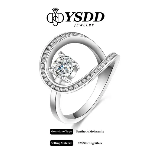 【#286 Surprise of the Day】Stylish Circle Swirl Synthetic Moissanite Engagement Ring for Women D Color VVS1 Clarity in 925 Sterling Silver for Thumb/Index 0.5Carat Ideal  Gift for Mother's day