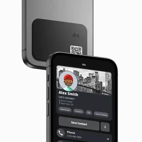 dot. Single Dot NFC+QR Code Digital Business Card Accessory - Tap-to-Connect Contact Sharing for iPhone/Android with Card Profile