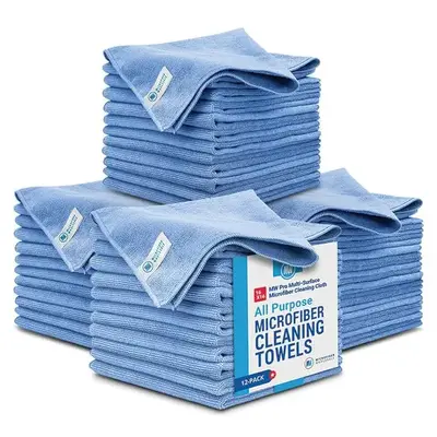 48 Pack 16"x16" MW Pro Microfiber Cleaning Towels | Highly Absorbent, Lint-Free, Multi-Purpose | Safe for Electronics, Kitchen, Delicate Surfaces