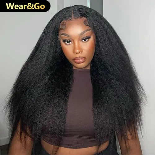 [NEW IN] OQHAIR Kinky Straight Hair Wear Go Glueless Wigs 180% Density 7x5 Pre Cut HD Lace Closure Wigs Pre Plucked Natural Hairline #SohoChic #TikTokShopBackToSchool