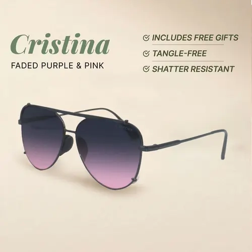 Topfoxx Cristina Collaboration 52mm Round Aviator Sunglasses - Faded Purple-Pink - Tangle-Free - 3x Tested Shatter-Resistant Shatterproof Lenses - UV400 - Durability - For Women & Men