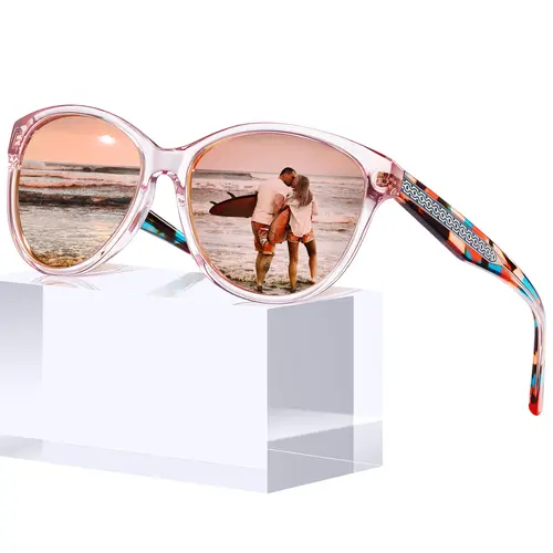 CARFIA Polarized Women's Cateye Luxury Sunglasses - High Quality Eyewear, Stylish Accessories, TAC UV-Blocking Shatterproof Glare-Free Lenses, Italy Handcrafted Full Rim Acetate Frame, Embossed Pattern, Wire Core, Color Retention, Chic Look, All-Day Wear