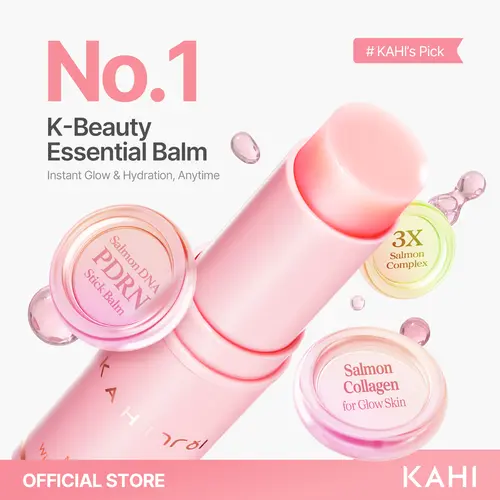KAHI Korean Multi Balm Stick - PDRN Collagen Wrinkle Compact Moisturizer, Travel Size Almond-Infused, Dewy Hydrating Soothing Nourishing Sensitive Skin Repair for Face & Neck, Makeup Base with Salmon Collagen & Jeju Fermented Oil